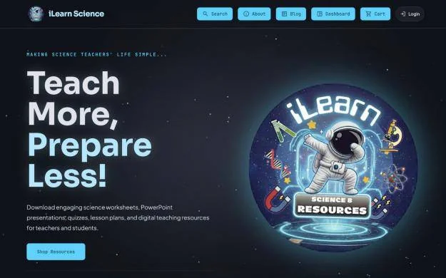 iLearn Science website homepage