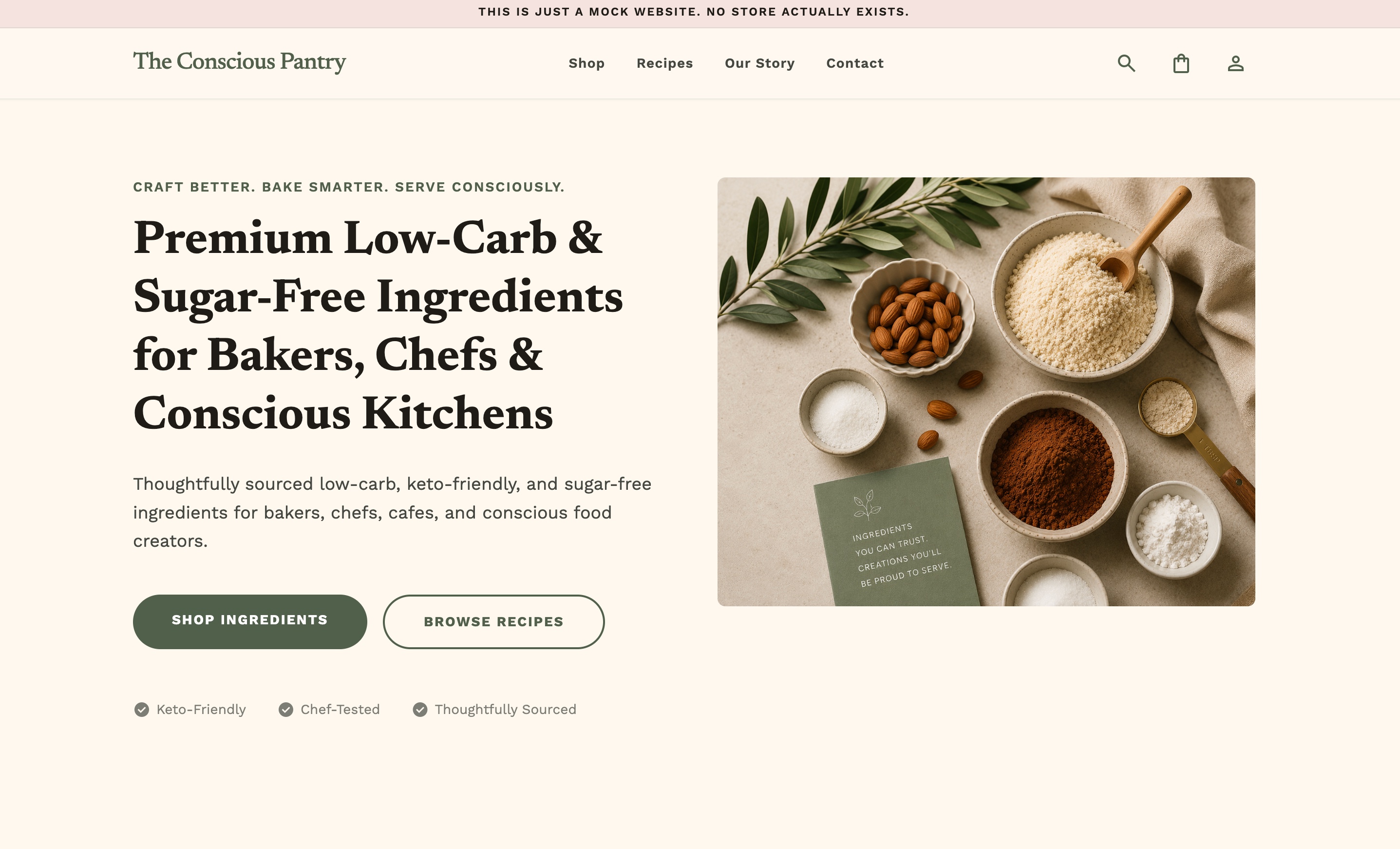 The Conscious Pantry website hero screenshot