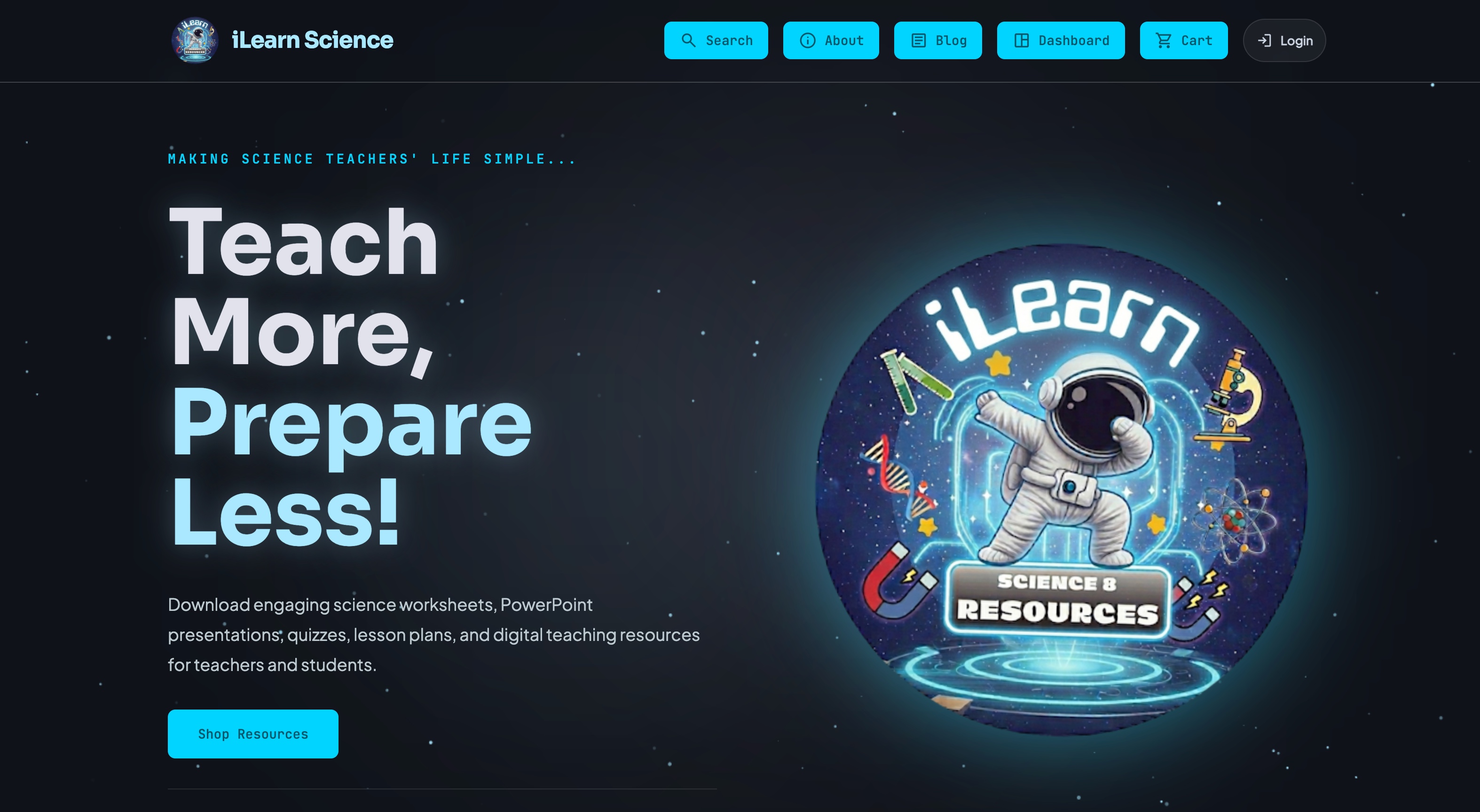 iLearn Science website hero screenshot