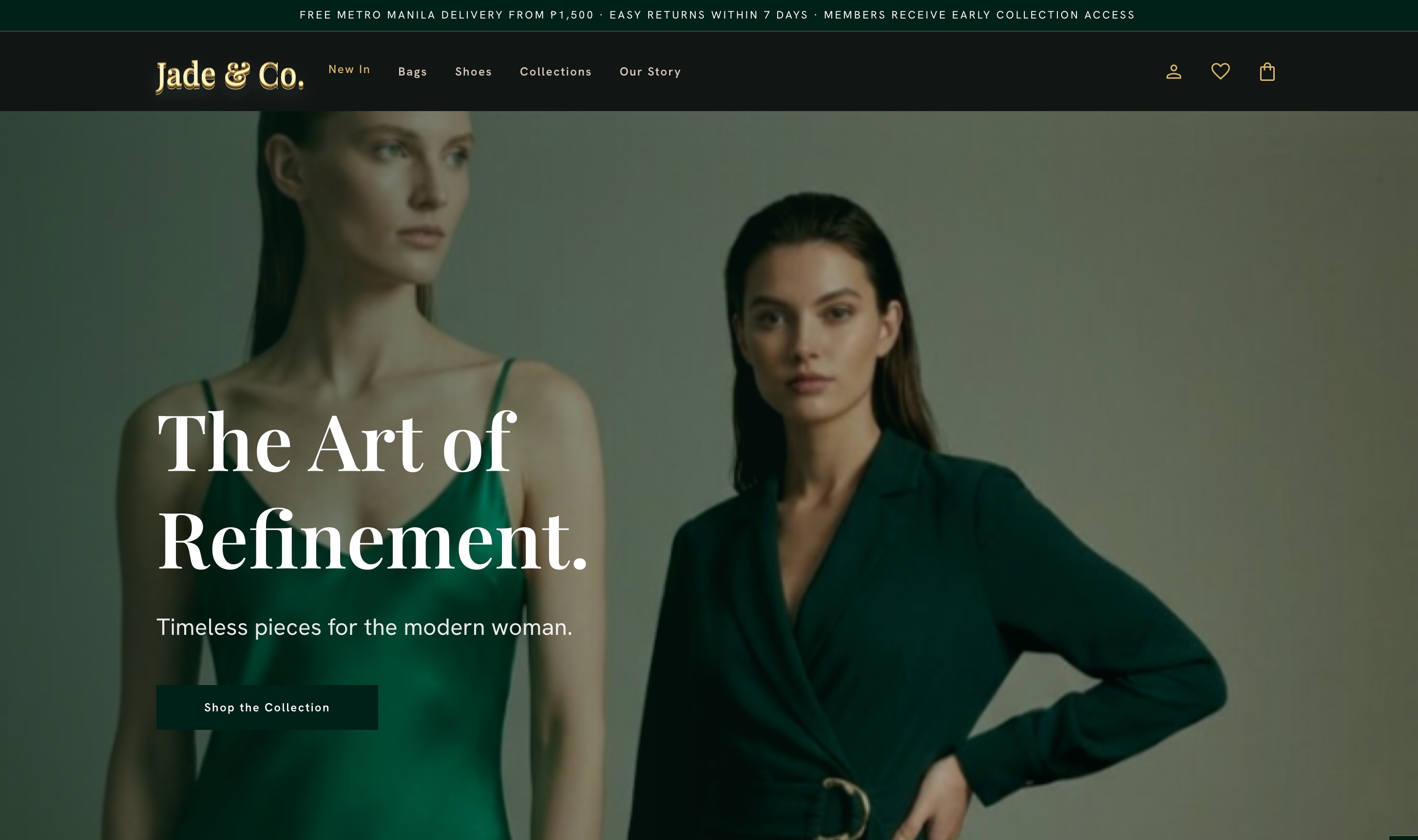 Jade & Co. website hero screenshot