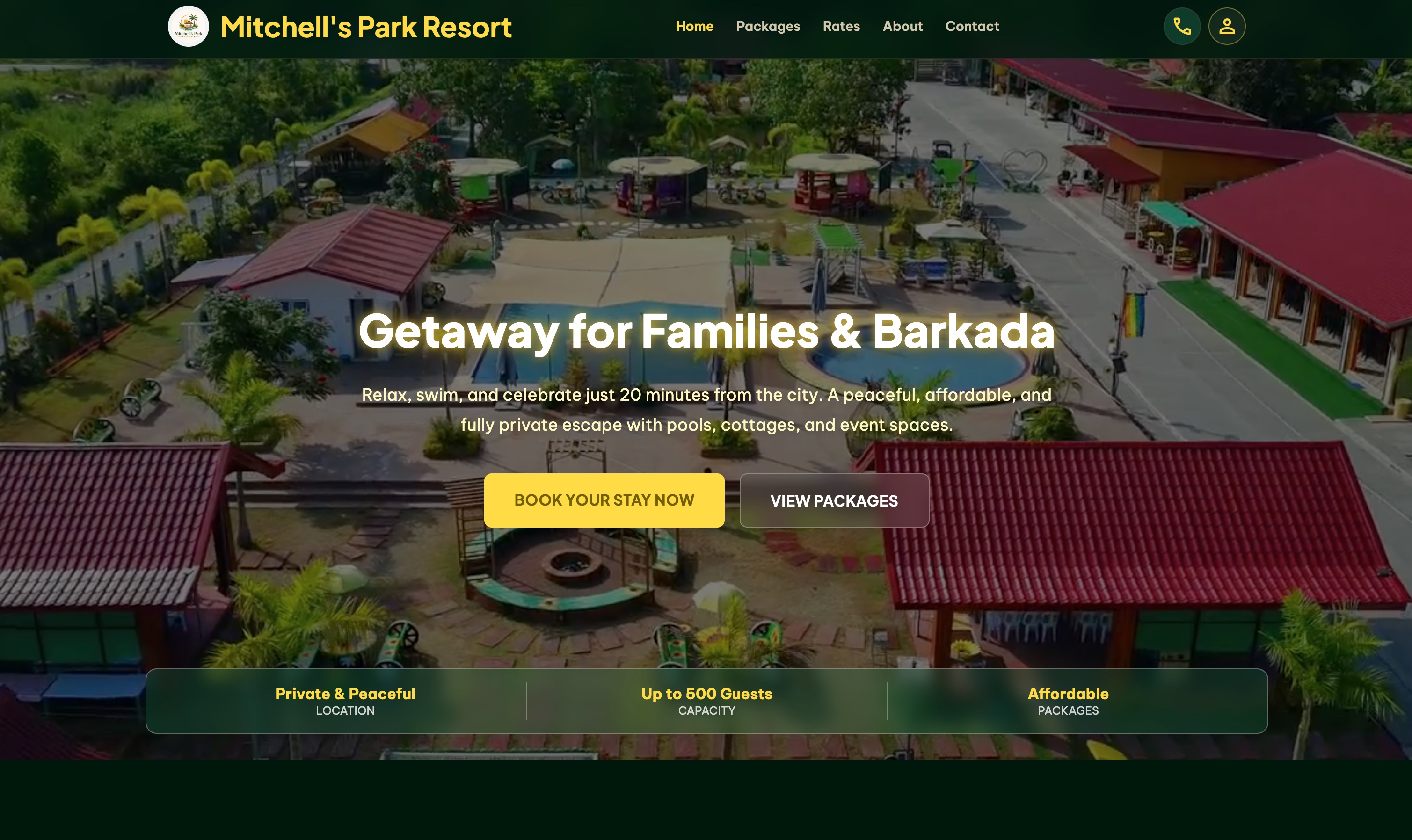 Mitchell’s Park Resort website hero screenshot