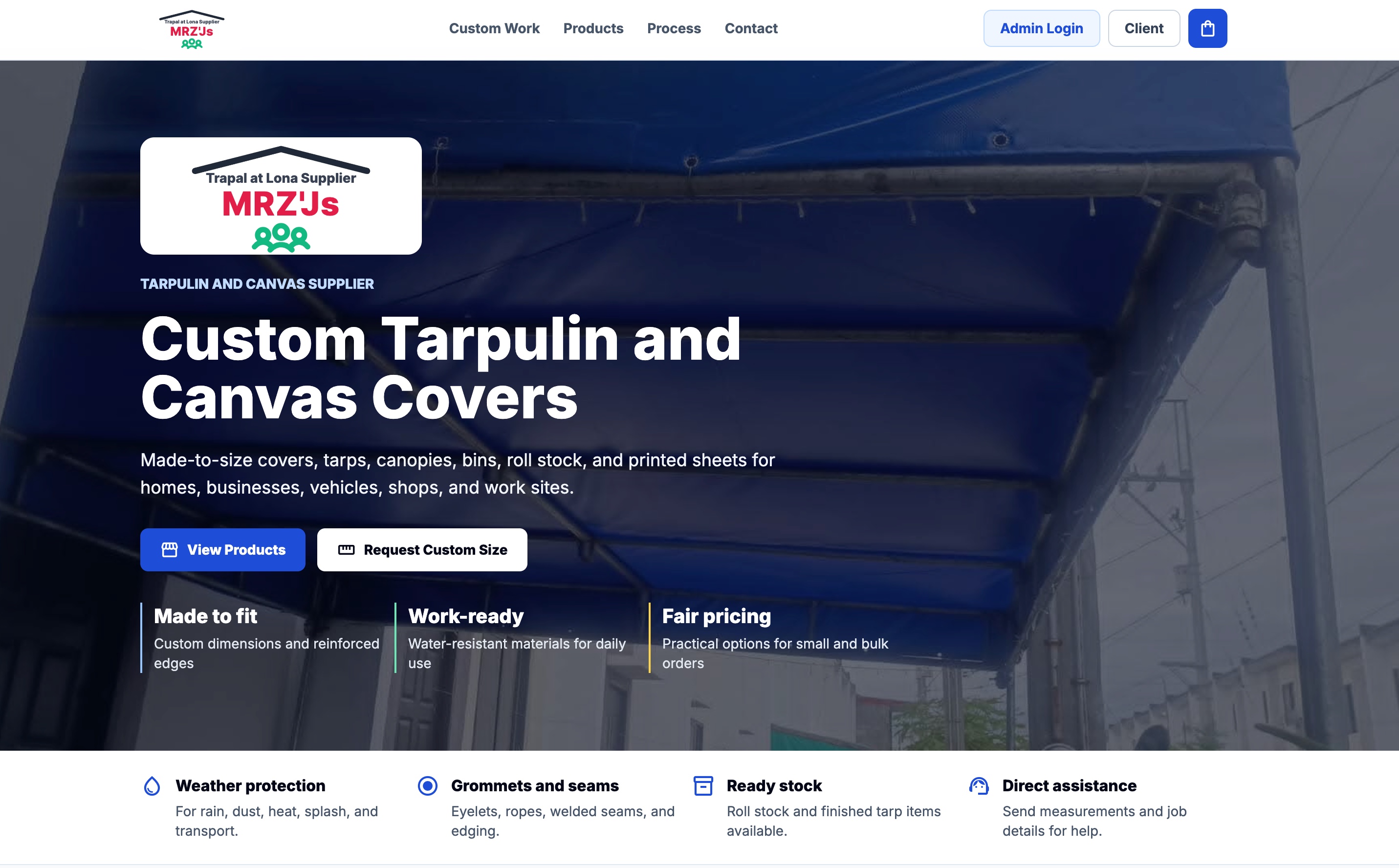 MRZJs Canvas Supplier website hero screenshot